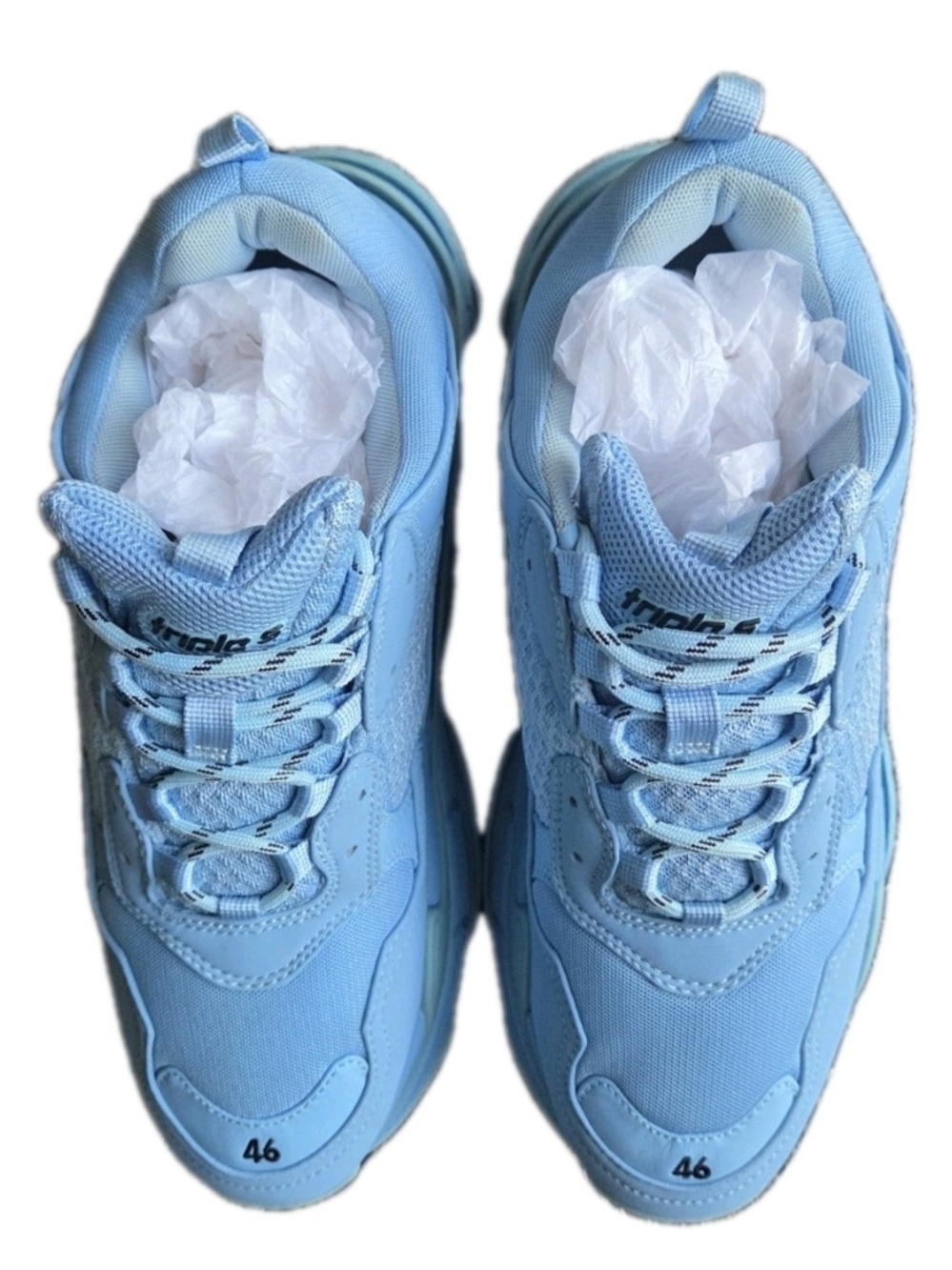 Balenciaga Light Blue Triple S LowTop Sneakers EU 46 / US Size 13 - Picture 4 of 15